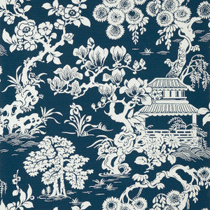 Japanese Garden Navy T13307 by Thibaut Designer Wallpaper