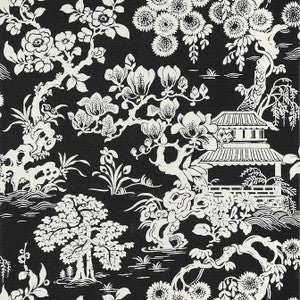 Japanese Garden Black T13308 by Thibaut Designer Wallpaper