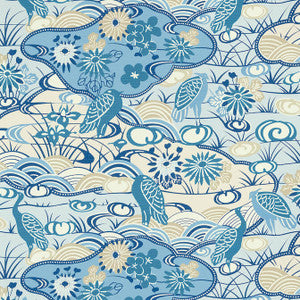 Heron Stream Blue T13332 by Thibaut Designer Wallpaper