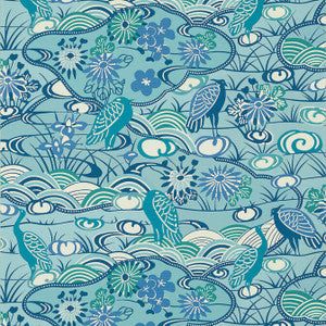 Heron Stream Turquoise T13333 by Thibaut Designer Wallpaper