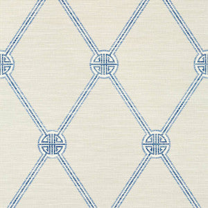 Turnberry Trellis Beige and Blue T13351 by Thibaut Designer Wallpaper