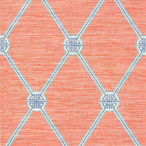 Turnberry Trellis Coral T13353 by Thibaut Designer Wallpaper