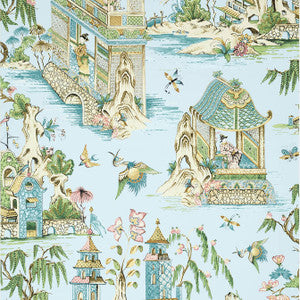 Grand Palace Spa Blue T13615 by Thibaut Designer Wallpaper