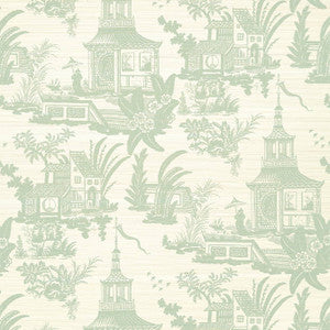 Empress Court Mist T13651 by Thibaut Designer Wallpaper