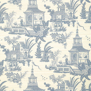 Empress Court Navy T13653 by Thibaut Designer Wallpaper