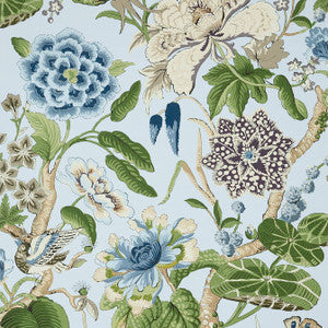 Hill Garden Spa Blue T13654 by Thibaut Designer Wallpaper