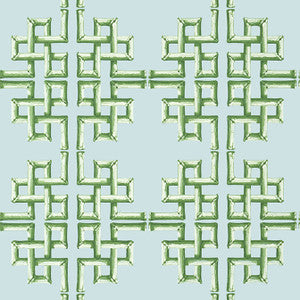 Boca Bamboo Green and Blue T13903 by Thibaut Designer Wallpaper