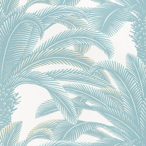 Queen Palm Spa Blue T13909 by Thibaut Designer Wallpaper