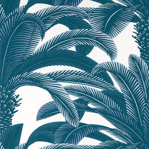 Queen Palm Navy T13910 by Thibaut Designer Wallpaper