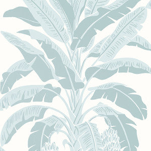 Banana Tree Spa Blue T13916 by Thibaut Designer Wallpaper