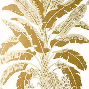 Banana Tree Metallic Gold T13919 by Thibaut Designer Wallpaper