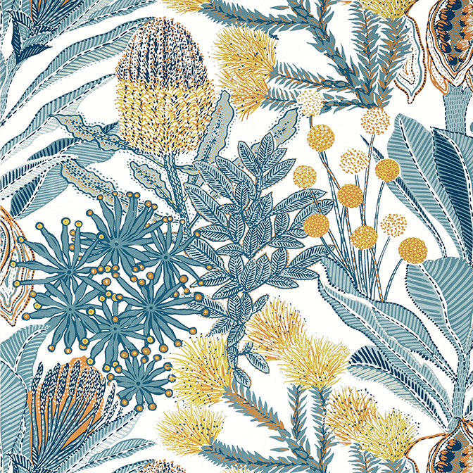 Protea Blue T13922 by Thibaut Wallpaper Thibaut Wallpaper Protea Blue T13922Wallpaper Palm Grove Wallpaper U.S.A. </p><p>Repeat: V: 25.25 27 - Fabric Carolina -