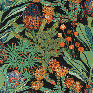 Protea Black T13926 by Thibaut Designer Wallpaper