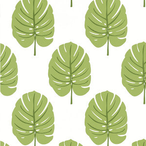 Monstera Apple Green T13955 by Thibaut Designer Wallpaper