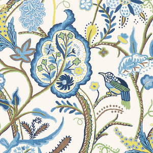 Windsor Blue and Yellow T14300 by Thibaut Designer Wallpaper