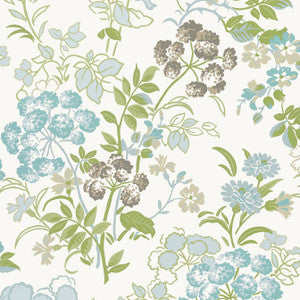 Spring Garden Spa Blue T14339 by Thibaut Designer Wallpaper