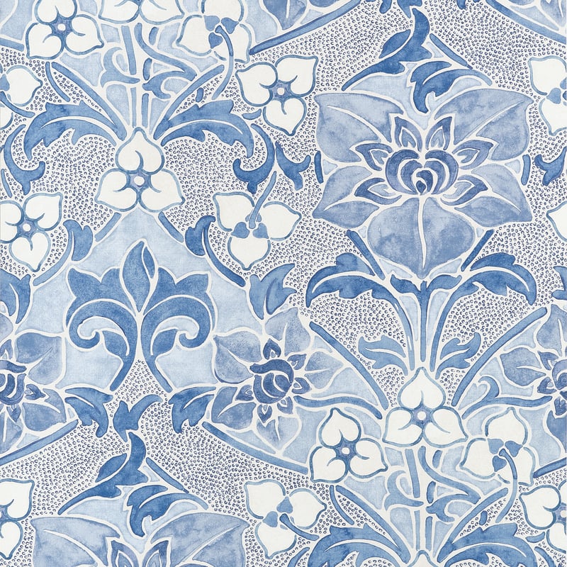 WOODFORD Blue T14602 by Thibaut Designer Wallpaper