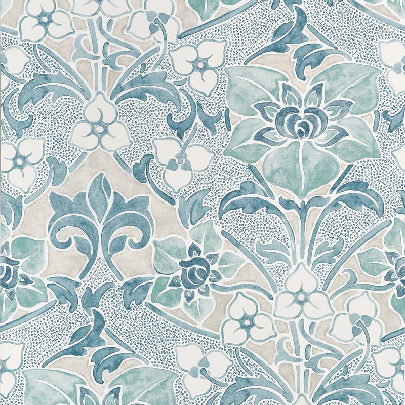 WOODFORD Spa Blue T14604 by Thibaut Designer Wallpaper