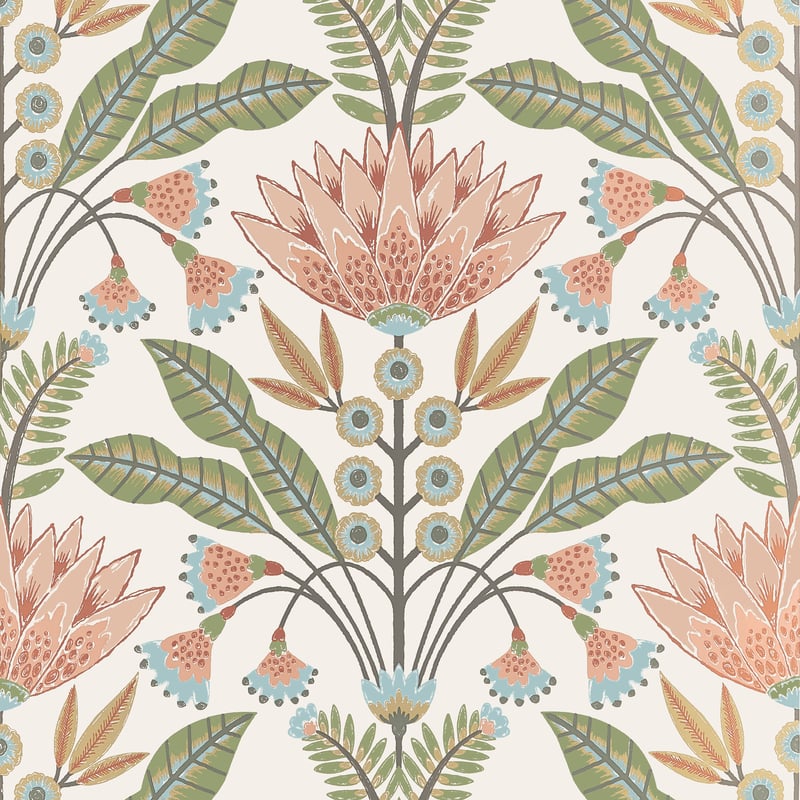 LOTUS Apricot T14609 by Thibaut Designer Wallpaper