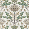 LOTUS Green and Beige T14610 by Thibaut Designer Wallpaper