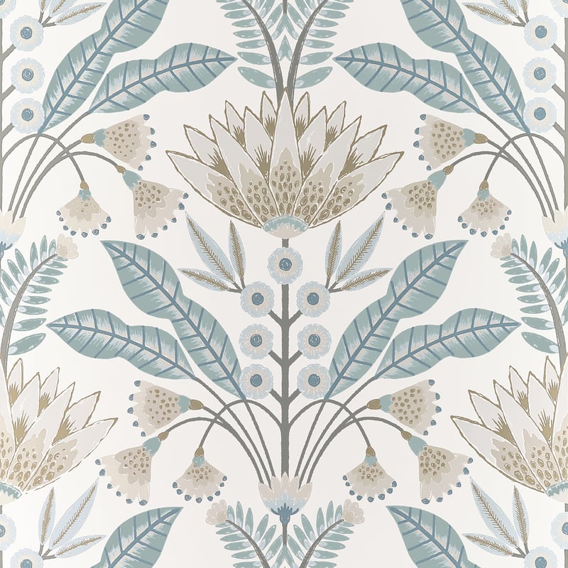 LOTUS Spa Blue T14611 by Thibaut Designer Wallpaper