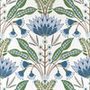 LOTUS Blue and Green T14612 by Thibaut Designer Wallpaper