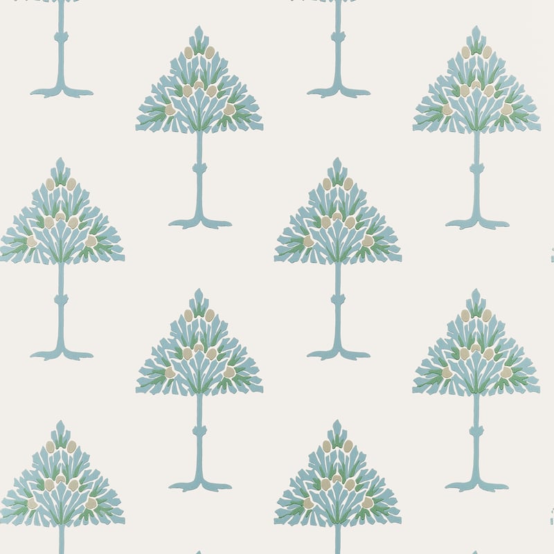 MAY TREE Spa Blue T14613 by Thibaut Designer Wallpaper