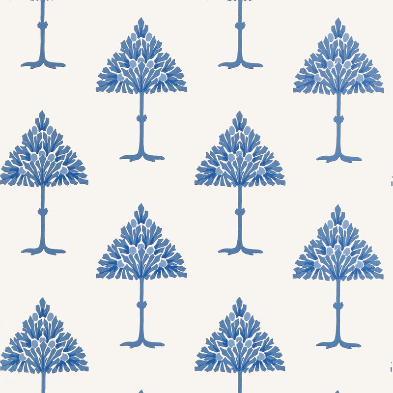 MAY TREE Blue and White T14616 by Thibaut Designer Wallpaper