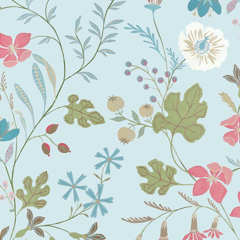 BLOOM Spa Blue T14627 by Thibaut Designer Wallpaper