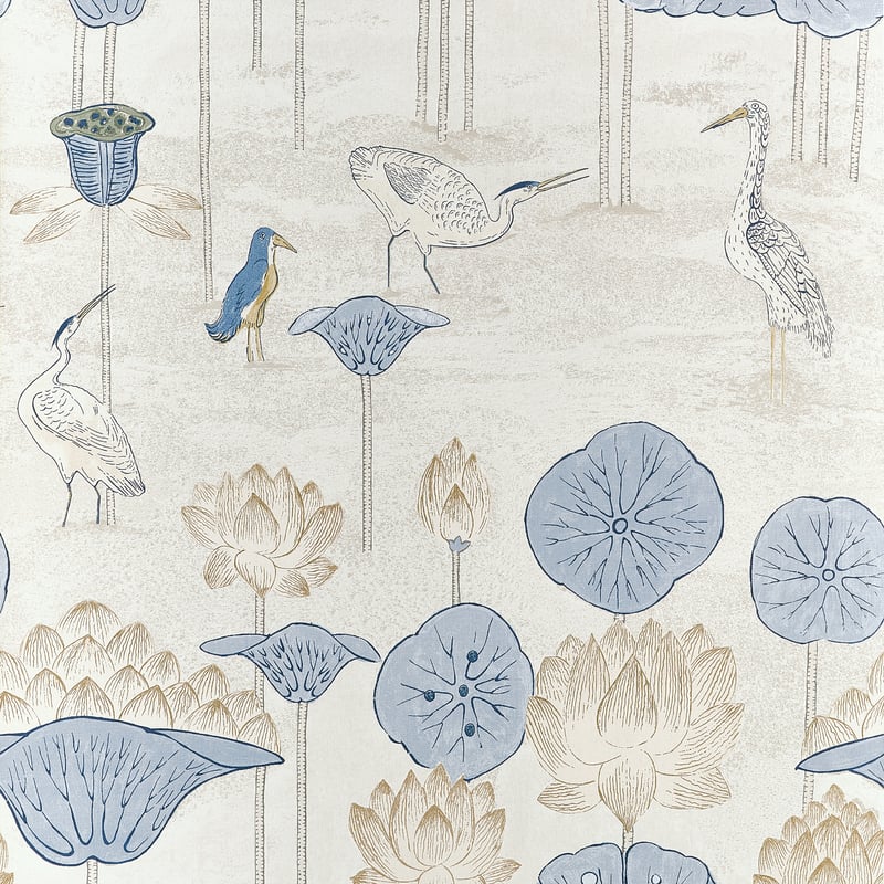 MALEA Blue and Beige T14636 by Thibaut Designer Wallpaper
