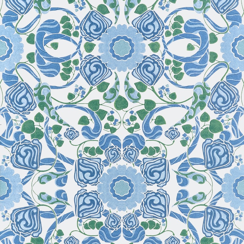 MARGAUX Blue and Green T14644 by Thibaut Designer Wallpaper