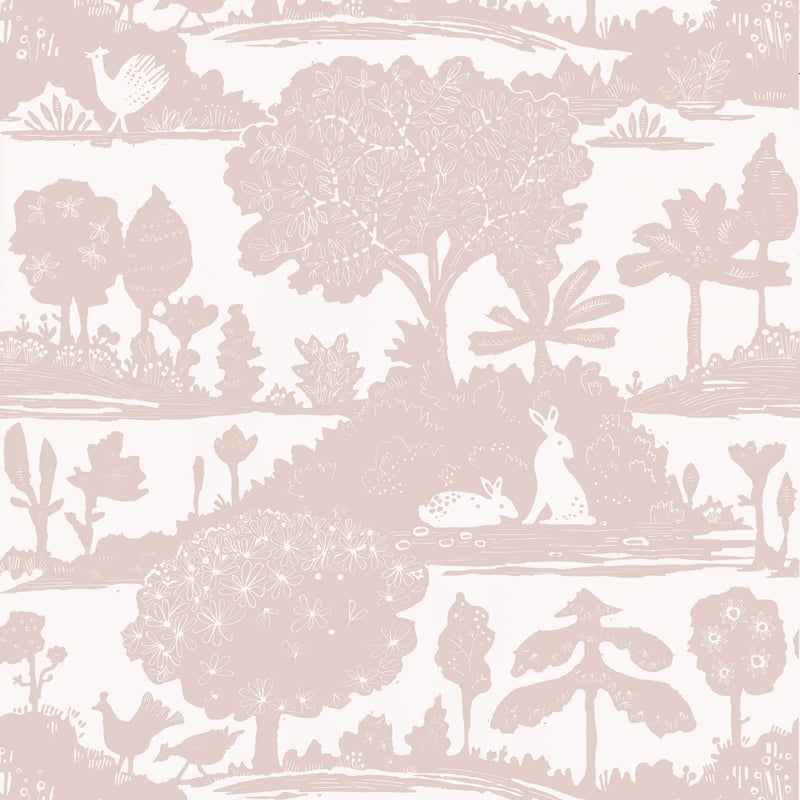 LA FORÊT Blush T14649 by Thibaut Designer Wallpaper