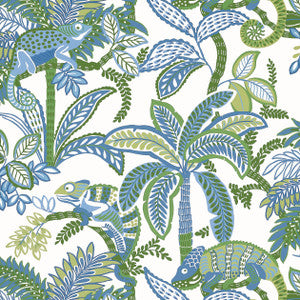 Iggy Blue and Green T15845  by Thibaut Designer Wallpaper
