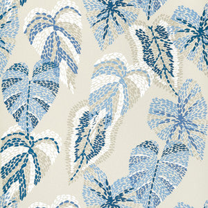 Delila Blue and Beige T15865  by Thibaut Designer Wallpaper