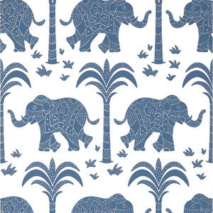 Elephant Navy T16200 by Thibaut Designer Wallpaper