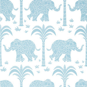 Elephant French Blue T16204 by Thibaut Designer Wallpaper