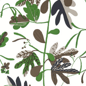 Matisse Leaf Black and Green T16208 by Thibaut Designer Wallpaper