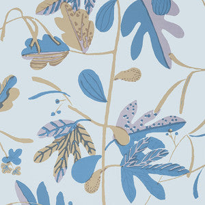 Matisse Leaf Lavender and Blue T16210 by Thibaut Designer Wallpaper