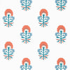 Tybee Bud French Blue and Coral T16213 by Thibaut Designer Wallpaper