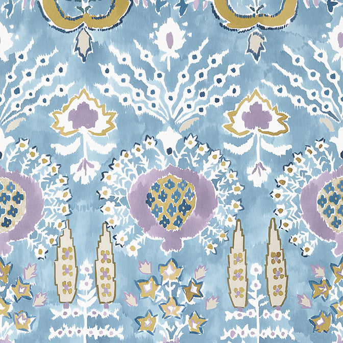 Mendoza Suzani French Blue and Lavender T16244 by Thibaut Wallpaper Thibaut Wallpaper Mendoza Suzani French Blue and Lavender T16244Wallpaper Kismet Non Woven Wallpaper U.S.A. </p><p>Repeat: V: 36 27 - Fabric Carolina -