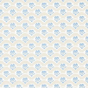 Emily Beige and Blue T16256 by Thibaut Designer Wallpaper