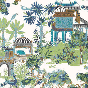 Mystic Garden Blue and Green T20820 by Thibaut Designer Wallpaper