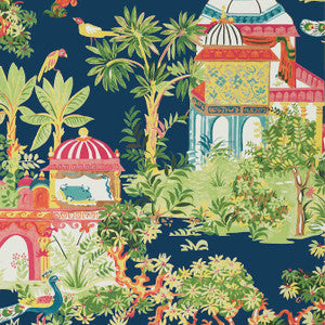 Mystic Garden Navy T20823 by Thibaut Designer Wallpaper