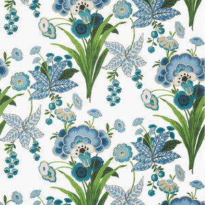 Pasadena Blue and Green T20851 by Thibaut Designer Wallpaper