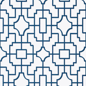 Fretwork Navy T20867 by Thibaut Designer Wallpaper