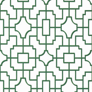 Fretwork Green T20868 by Thibaut Designer Wallpaper