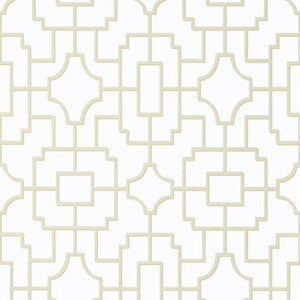 Fretwork Beige T20870 by Thibaut Designer Wallpaper