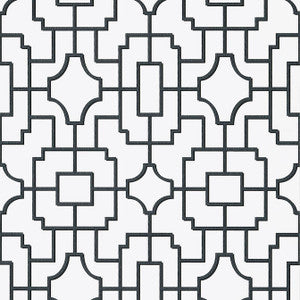 Fretwork Black T20871 by Thibaut Designer Wallpaper