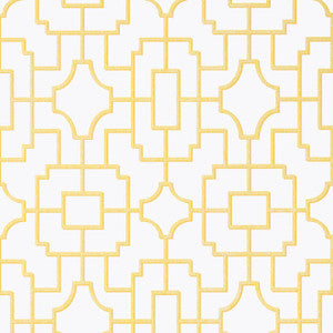 Fretwork Yellow T20873 by Thibaut Designer Wallpaper