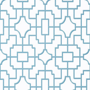 Fretwork Light Blue T20875 by Thibaut Designer Wallpaper